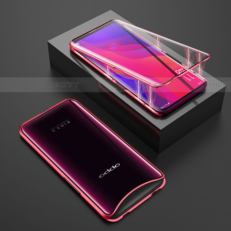 Custodia Lusso Alluminio Laterale Specchio 360 Gradi Cover T01 per Oppo Find X