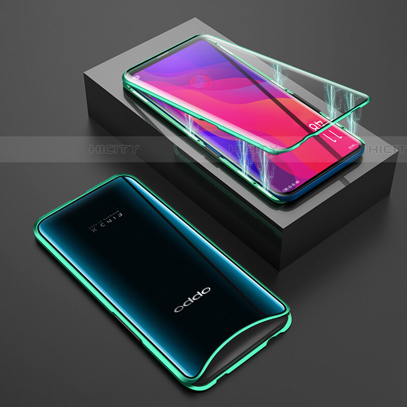 Custodia Lusso Alluminio Laterale Specchio 360 Gradi Cover T01 per Oppo Find X