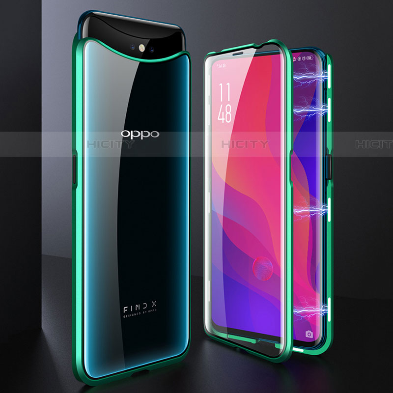 Custodia Lusso Alluminio Laterale Specchio 360 Gradi Cover T01 per Oppo Find X