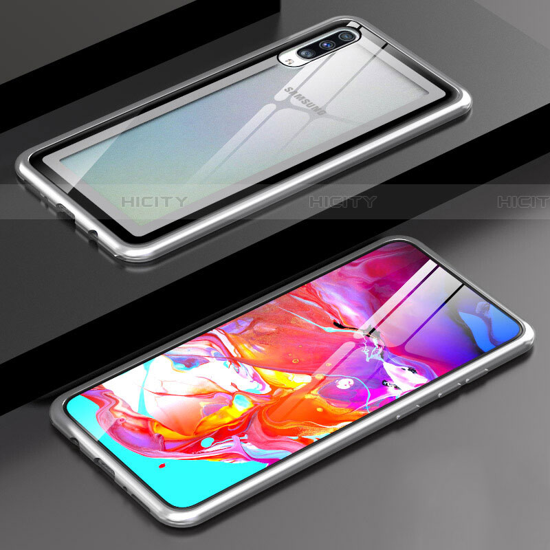 Custodia Lusso Alluminio Laterale Specchio 360 Gradi Cover T01 per Samsung Galaxy A70
