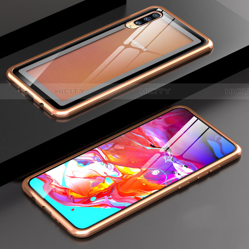 Custodia Lusso Alluminio Laterale Specchio 360 Gradi Cover T01 per Samsung Galaxy A70