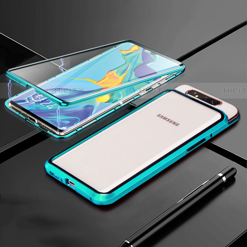 Custodia Lusso Alluminio Laterale Specchio 360 Gradi Cover T01 per Samsung Galaxy A80