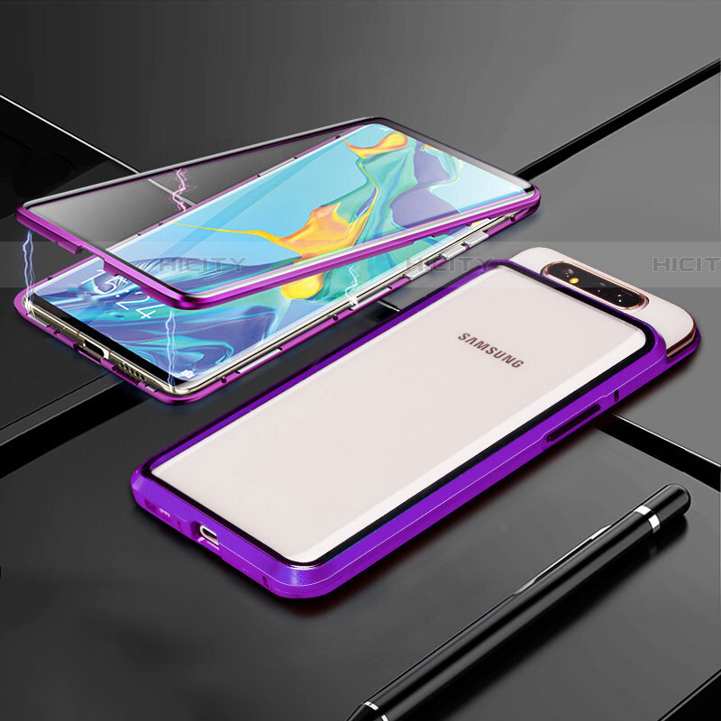 Custodia Lusso Alluminio Laterale Specchio 360 Gradi Cover T01 per Samsung Galaxy A80