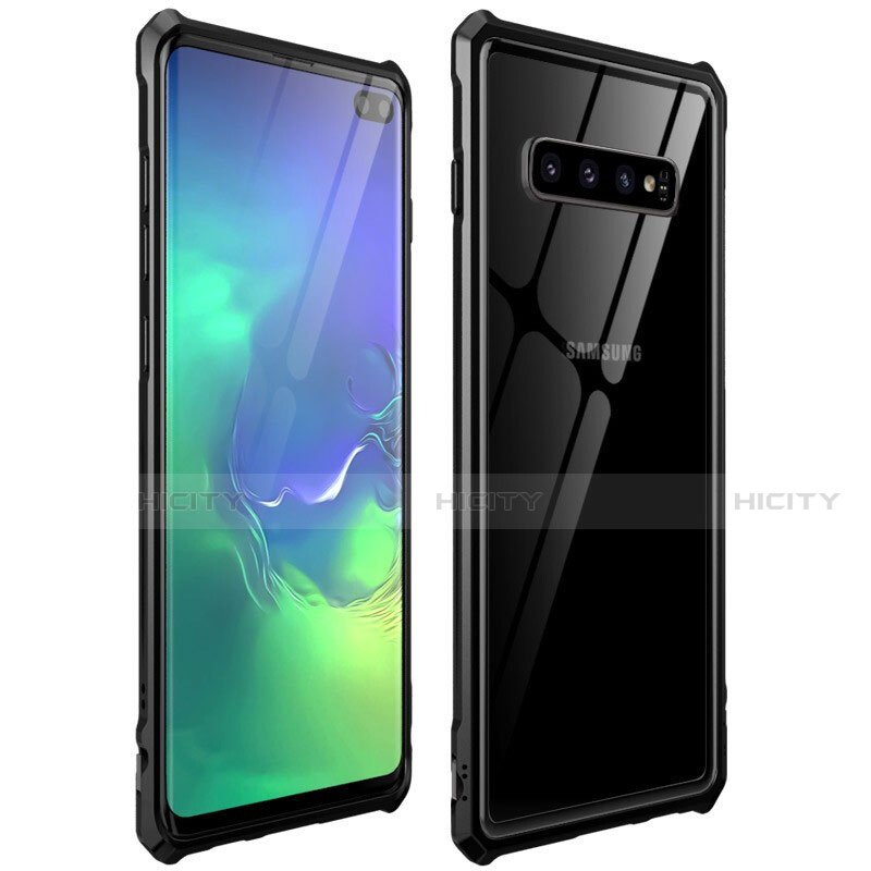 Custodia Lusso Alluminio Laterale Specchio 360 Gradi Cover T01 per Samsung Galaxy S10 Plus Nero