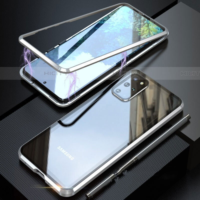 Custodia Lusso Alluminio Laterale Specchio 360 Gradi Cover T01 per Samsung Galaxy S20 Plus 5G Argento