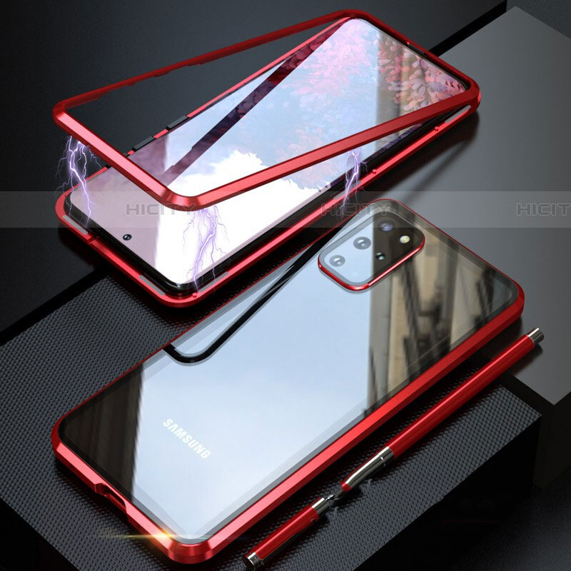 Custodia Lusso Alluminio Laterale Specchio 360 Gradi Cover T01 per Samsung Galaxy S20 Plus Rosso