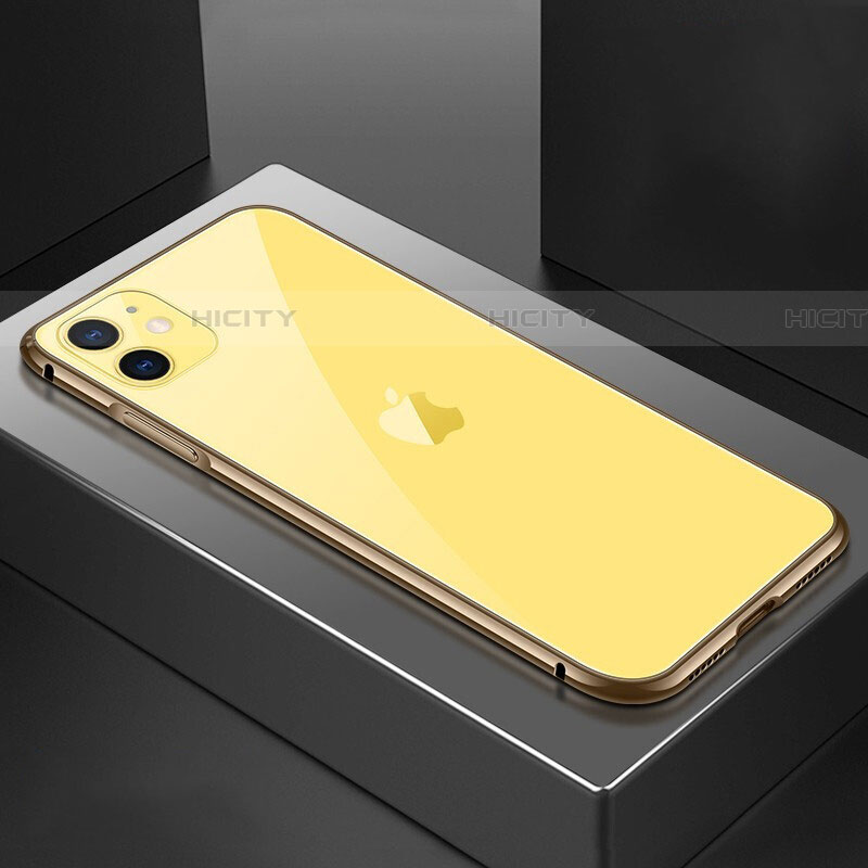 Custodia Lusso Alluminio Laterale Specchio 360 Gradi Cover T02 per Apple iPhone 11 Oro