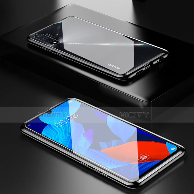 Custodia Lusso Alluminio Laterale Specchio 360 Gradi Cover T02 per Huawei Nova 5 Nero