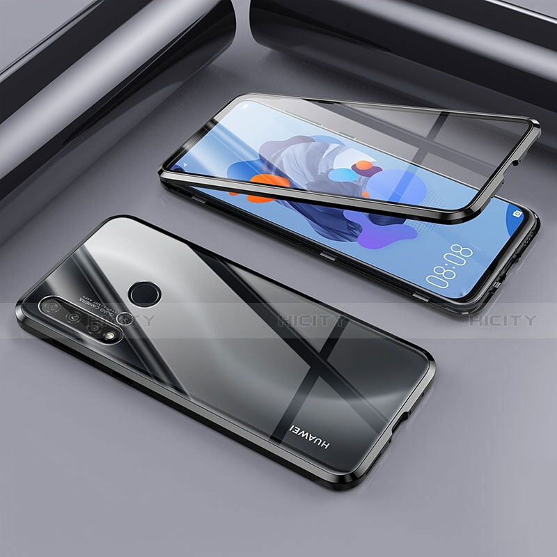 Custodia Lusso Alluminio Laterale Specchio 360 Gradi Cover T02 per Huawei P20 Lite (2019) Nero