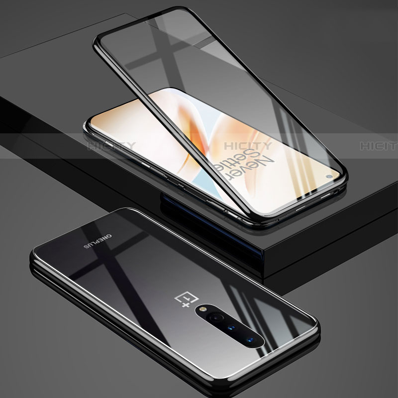 Custodia Lusso Alluminio Laterale Specchio 360 Gradi Cover T02 per OnePlus 8
