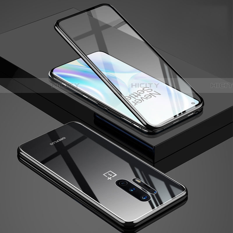 Custodia Lusso Alluminio Laterale Specchio 360 Gradi Cover T02 per OnePlus 8 Pro