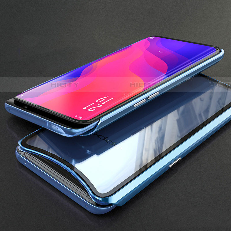 Custodia Lusso Alluminio Laterale Specchio 360 Gradi Cover T02 per Oppo Find X