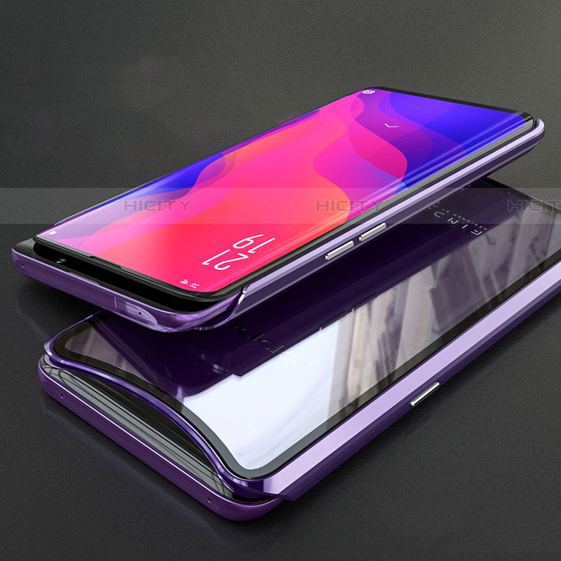 Custodia Lusso Alluminio Laterale Specchio 360 Gradi Cover T02 per Oppo Find X Super Flash Edition