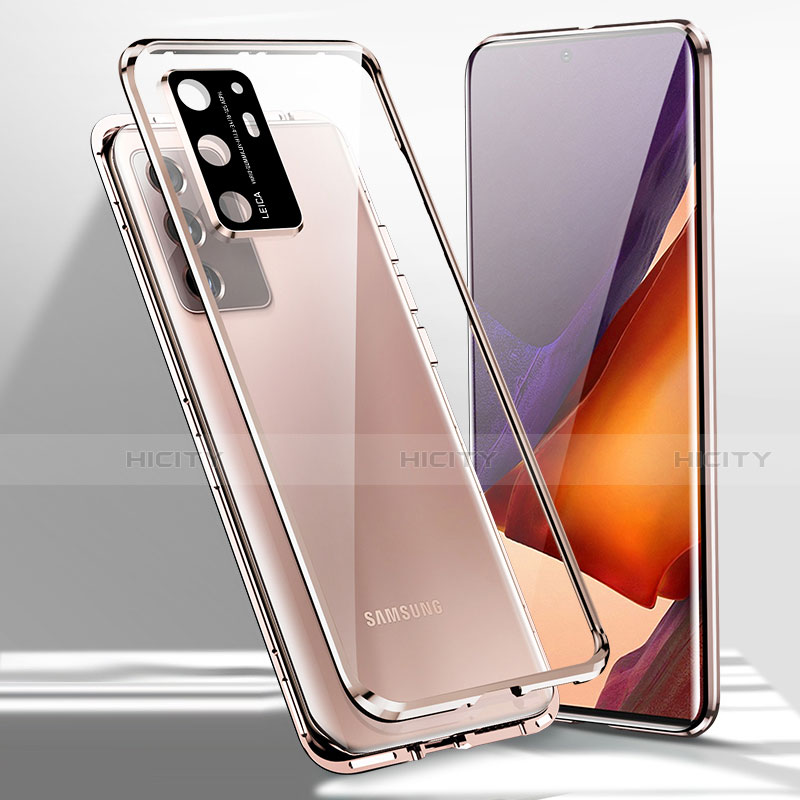 Custodia Lusso Alluminio Laterale Specchio 360 Gradi Cover T02 per Samsung Galaxy Note 20 Ultra 5G Bronze