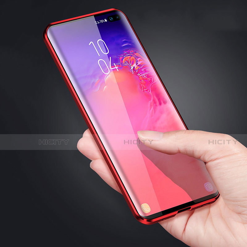 Custodia Lusso Alluminio Laterale Specchio 360 Gradi Cover T02 per Samsung Galaxy S10 Plus