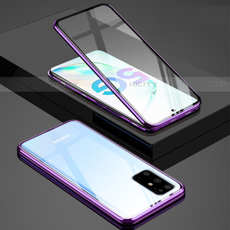 Custodia Lusso Alluminio Laterale Specchio 360 Gradi Cover T02 per Samsung Galaxy S20 Plus 5G Viola