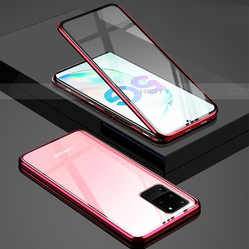 Custodia Lusso Alluminio Laterale Specchio 360 Gradi Cover T02 per Samsung Galaxy S20 Ultra 5G Rosso