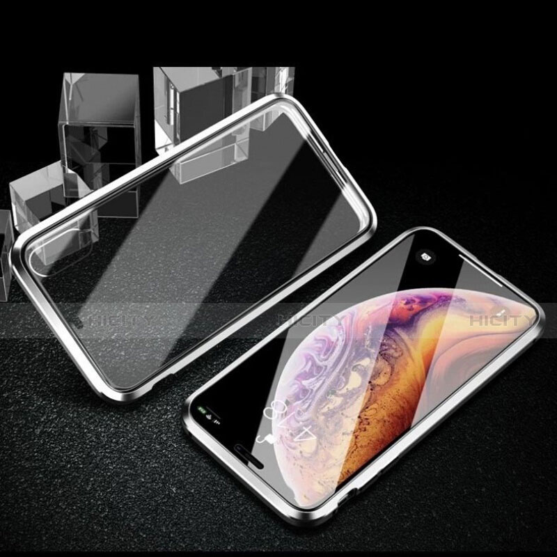 Custodia Lusso Alluminio Laterale Specchio 360 Gradi Cover T02 per Xiaomi Mi A3 Argento