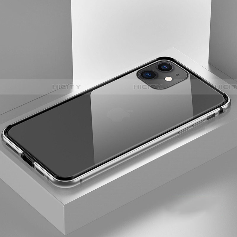 Custodia Lusso Alluminio Laterale Specchio 360 Gradi Cover T03 per Apple iPhone 11 Argento