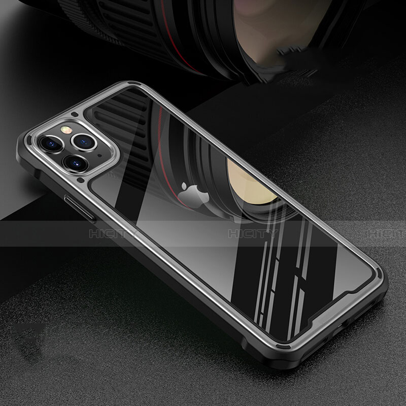 Custodia Lusso Alluminio Laterale Specchio 360 Gradi Cover T03 per Apple iPhone 11 Pro Argento