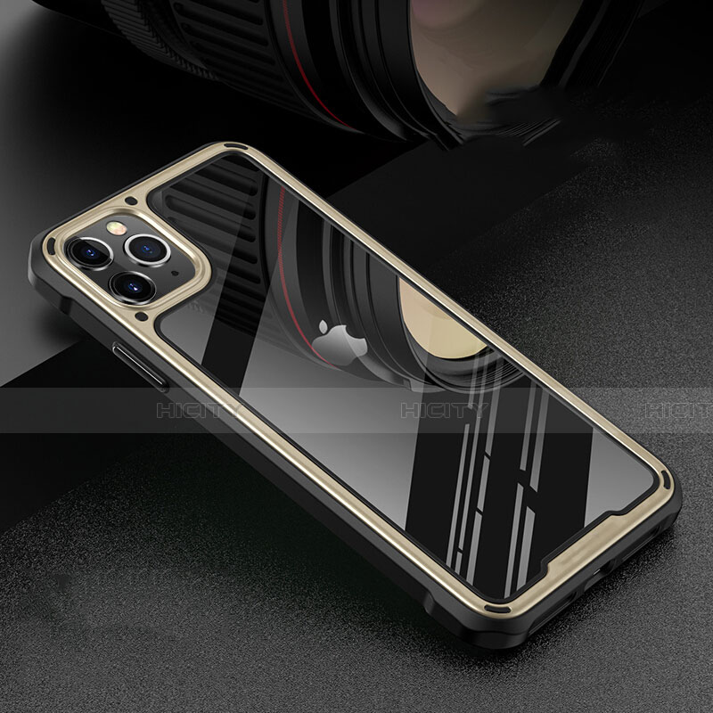 Custodia Lusso Alluminio Laterale Specchio 360 Gradi Cover T03 per Apple iPhone 11 Pro Oro