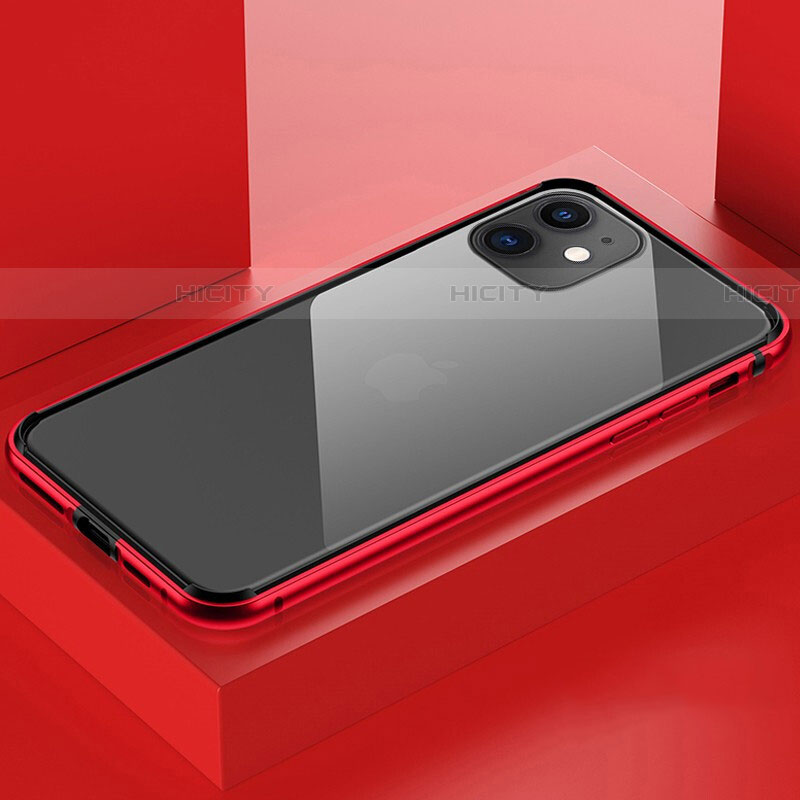 Custodia Lusso Alluminio Laterale Specchio 360 Gradi Cover T03 per Apple iPhone 11 Rosso