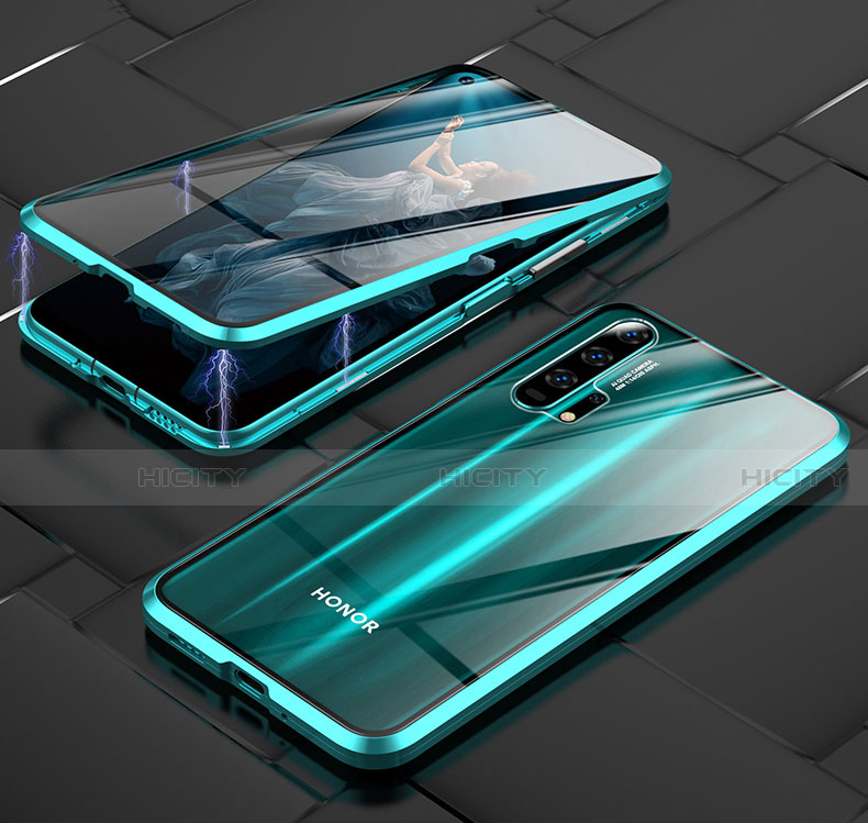 Custodia Lusso Alluminio Laterale Specchio 360 Gradi Cover T03 per Huawei Honor 20 Pro Verde