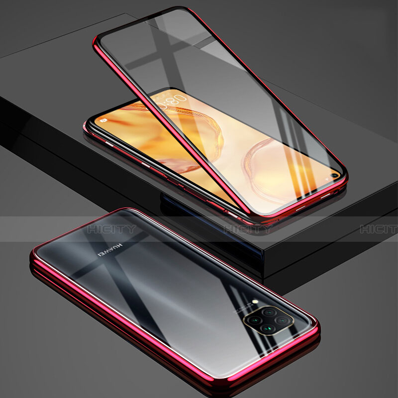 Custodia Lusso Alluminio Laterale Specchio 360 Gradi Cover T03 per Huawei Nova 6 SE Rosso