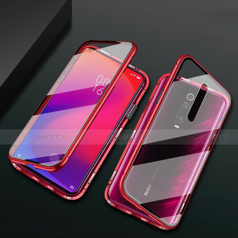 Custodia Lusso Alluminio Laterale Specchio 360 Gradi Cover T03 per Xiaomi Mi 9T Pro Rosso