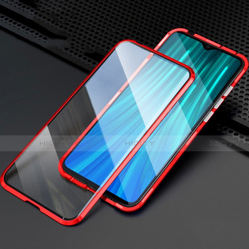 Custodia Lusso Alluminio Laterale Specchio 360 Gradi Cover T03 per Xiaomi Redmi Note 8 Pro Rosso