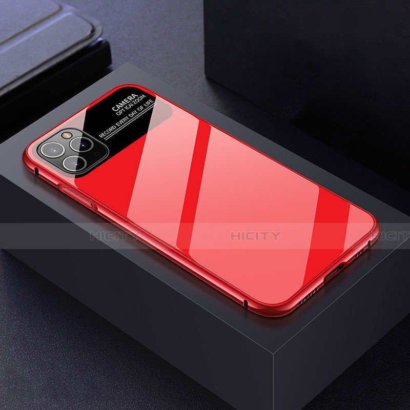 Custodia Lusso Alluminio Laterale Specchio 360 Gradi Cover T04 per Apple iPhone 11 Pro Rosso