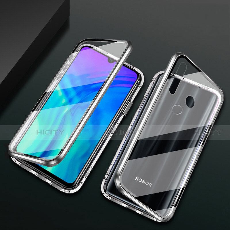 Custodia Lusso Alluminio Laterale Specchio 360 Gradi Cover T04 per Huawei Honor 20 Lite Argento