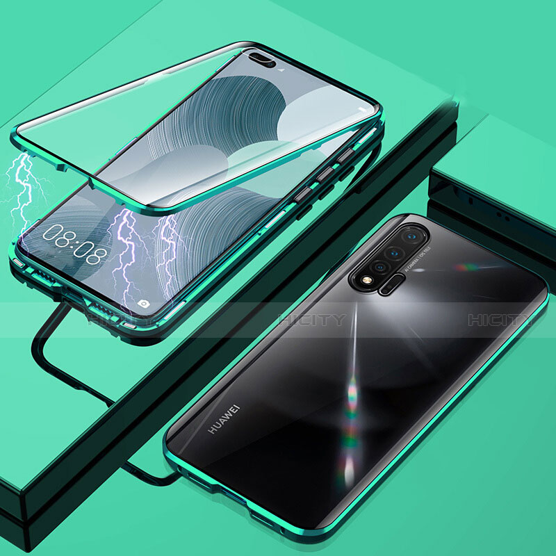 Custodia Lusso Alluminio Laterale Specchio 360 Gradi Cover T04 per Huawei Nova 6 5G Verde