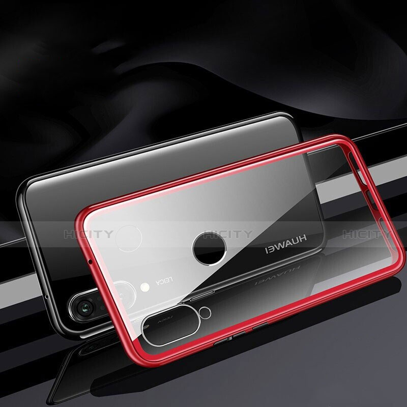 Custodia Lusso Alluminio Laterale Specchio 360 Gradi Cover T04 per Huawei P30 Lite XL Rosso