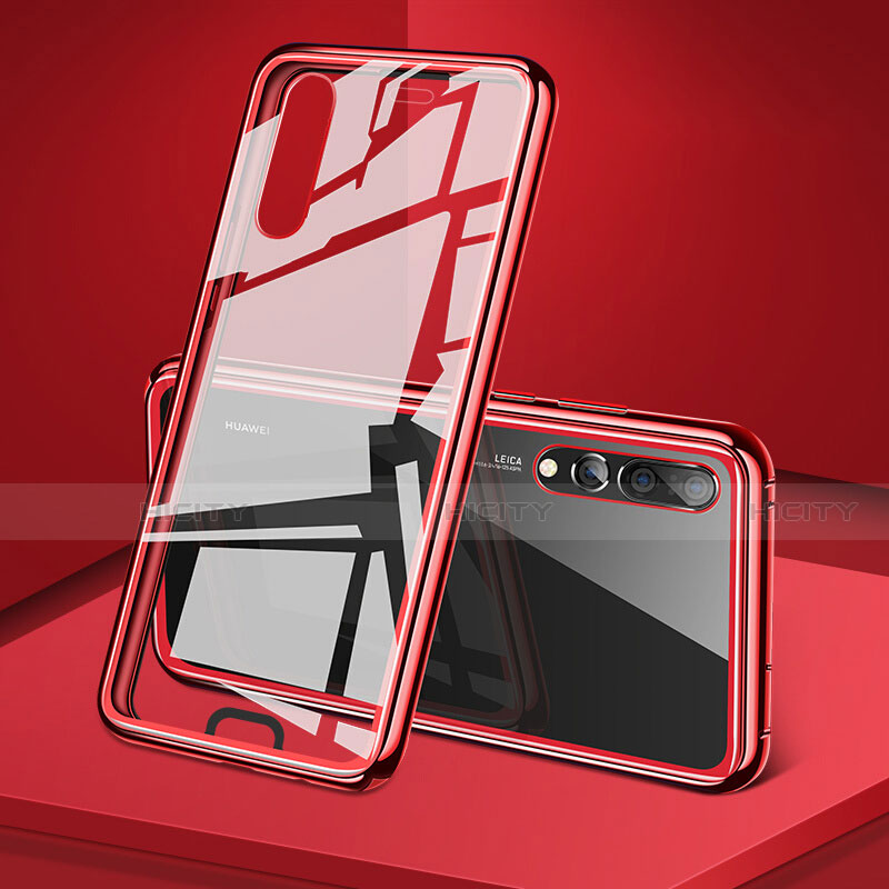 Custodia Lusso Alluminio Laterale Specchio 360 Gradi Cover T05 per Huawei P20 Pro Rosso