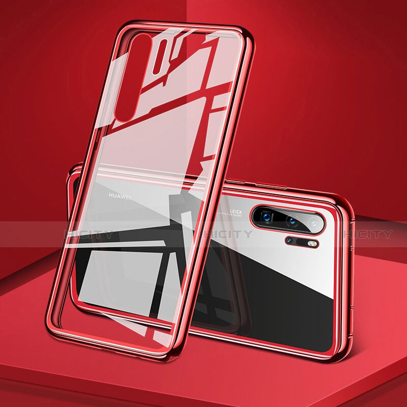 Custodia Lusso Alluminio Laterale Specchio 360 Gradi Cover T05 per Huawei P30 Pro New Edition Rosso