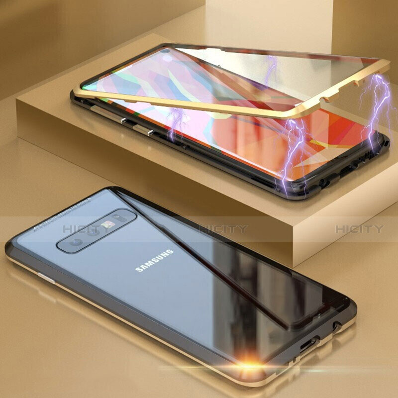 Custodia Lusso Alluminio Laterale Specchio 360 Gradi Cover T05 per Samsung Galaxy S10 5G Oro