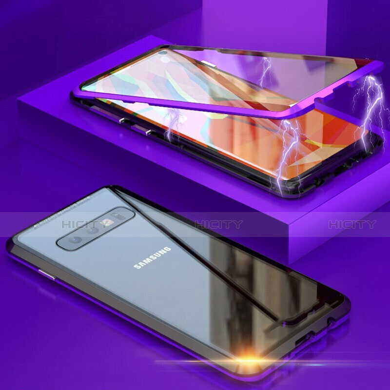 Custodia Lusso Alluminio Laterale Specchio 360 Gradi Cover T05 per Samsung Galaxy S10 5G Viola