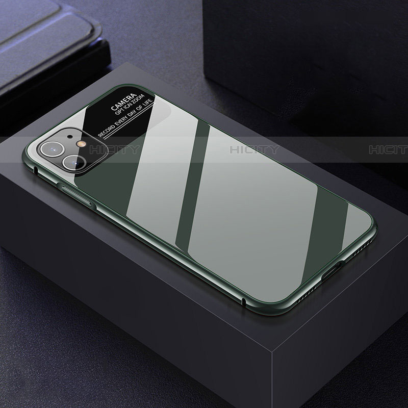 Custodia Lusso Alluminio Laterale Specchio 360 Gradi Cover T06 per Apple iPhone 11 Verde