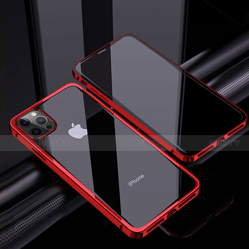Custodia Lusso Alluminio Laterale Specchio 360 Gradi Cover T06 per Apple iPhone 12 Pro Max