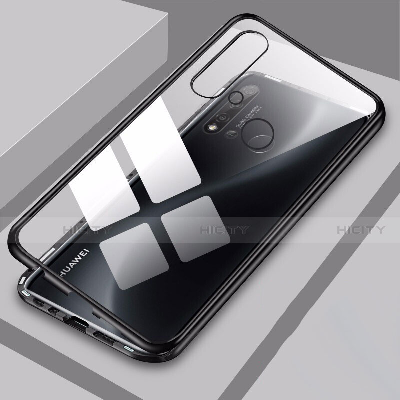 Custodia Lusso Alluminio Laterale Specchio 360 Gradi Cover T06 per Huawei Nova 5i Nero