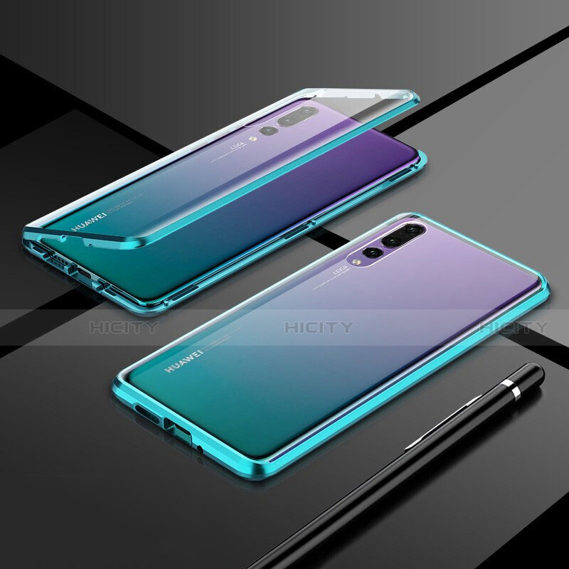 Custodia Lusso Alluminio Laterale Specchio 360 Gradi Cover T06 per Huawei P20 Pro Verde