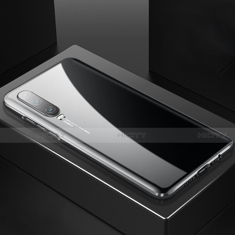 Custodia Lusso Alluminio Laterale Specchio 360 Gradi Cover T06 per Huawei P30 Nero