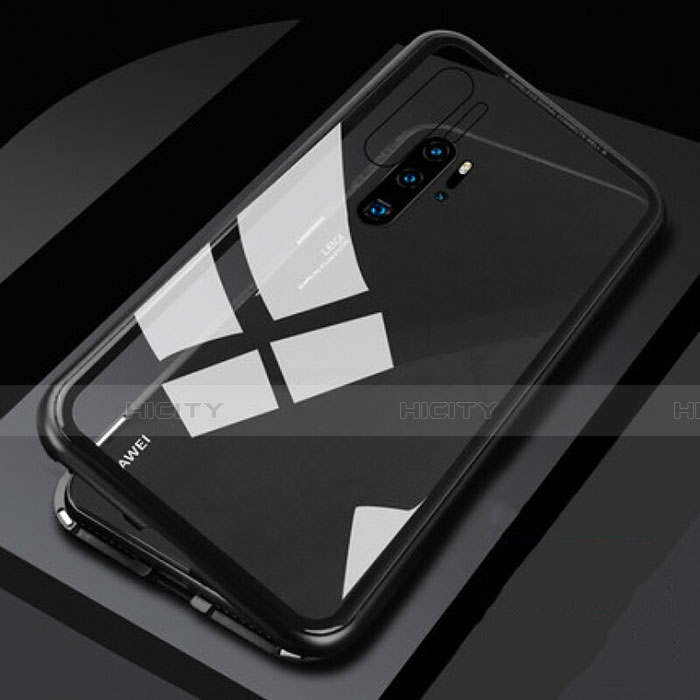 Custodia Lusso Alluminio Laterale Specchio 360 Gradi Cover T06 per Huawei P30 Pro Nero