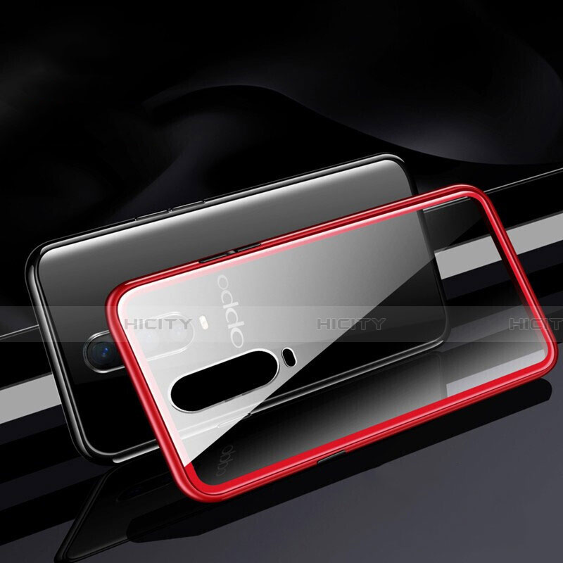 Custodia Lusso Alluminio Laterale Specchio 360 Gradi Cover T06 per Oppo R17 Pro Rosso