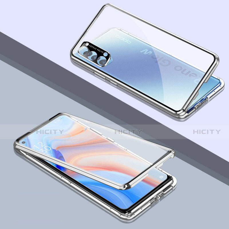 Custodia Lusso Alluminio Laterale Specchio 360 Gradi Cover T06 per Oppo Reno4 Pro 5G