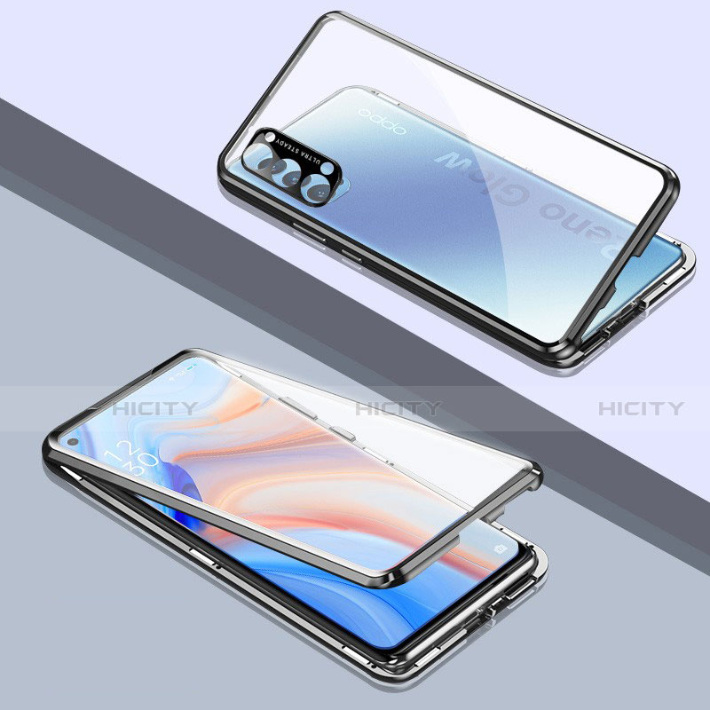 Custodia Lusso Alluminio Laterale Specchio 360 Gradi Cover T06 per Oppo Reno4 Pro 5G