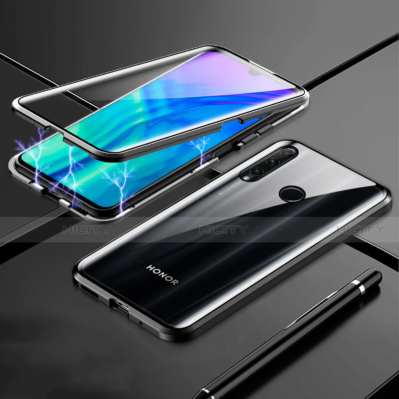 Custodia Lusso Alluminio Laterale Specchio 360 Gradi Cover T07 per Huawei Honor 20 Lite Nero