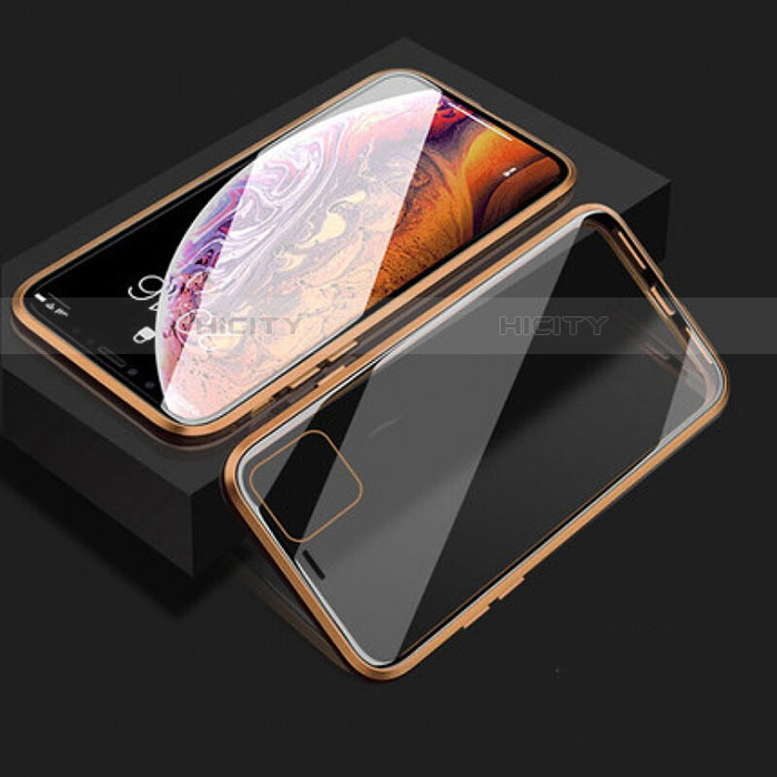 Custodia Lusso Alluminio Laterale Specchio 360 Gradi Cover T08 per Apple iPhone 11 Oro