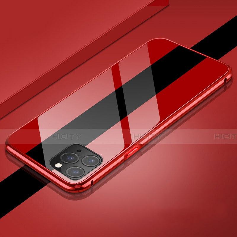 Custodia Lusso Alluminio Laterale Specchio 360 Gradi Cover T08 per Apple iPhone 11 Pro Rosso